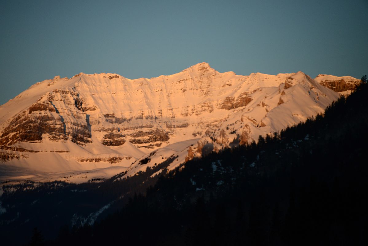13 Mount Brett Sunrise From Trans Canada Highway Just After Leaving Banff Towards Lake Louise In Winter